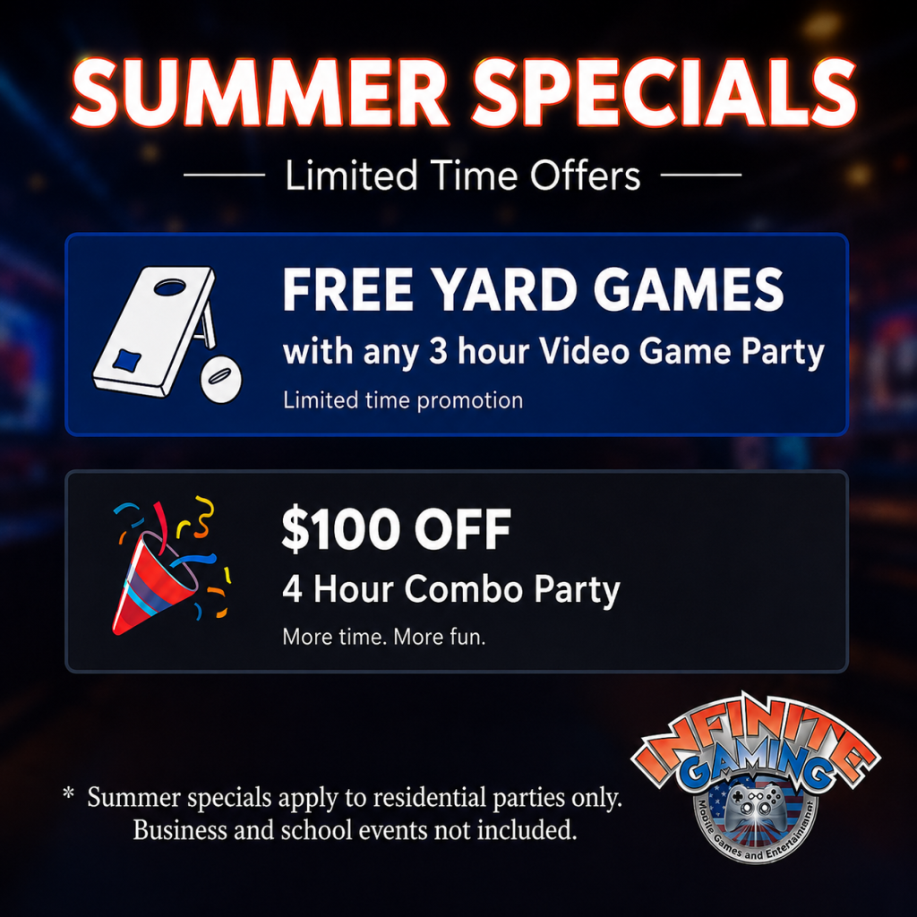 Save for your next party with our Summer Specials at Infinite Gaming